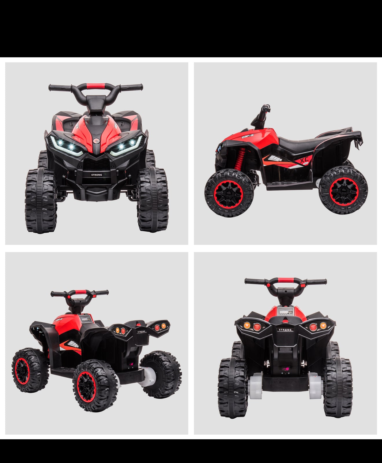 Aosom 12V Kids ATV Quad Car with Forward & Backward Function, Four Wheeler for Kids with Wear-Resistant Wheels, Music, Electric Ride-on ATV for Toddlers Ages 3+ Years Old, Red