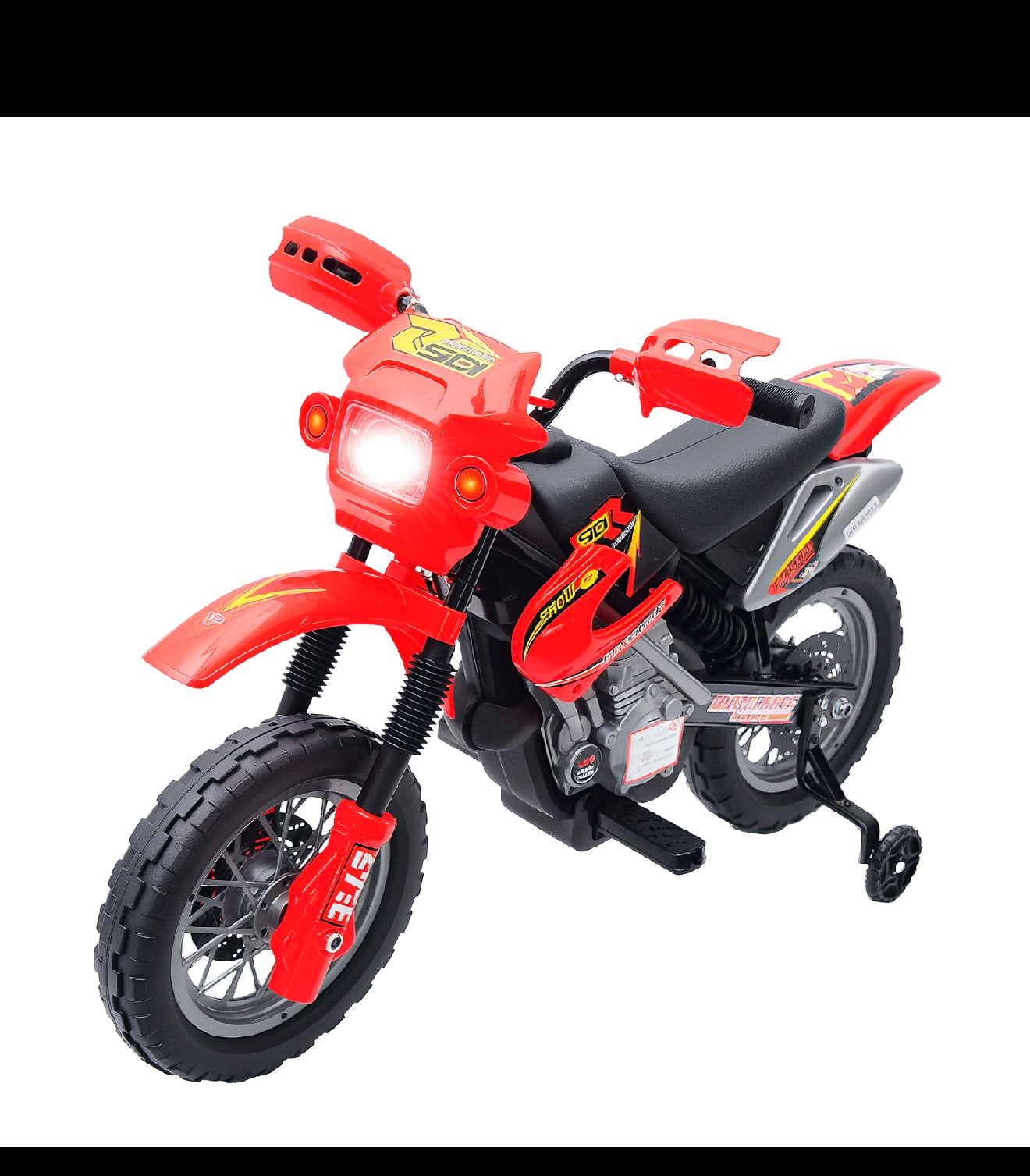 Qaba 6V Kids Motorcycle Dirt Bike Electric Battery-Powered Ride-On Toy Off-road Street Bike with Training Wheels Red