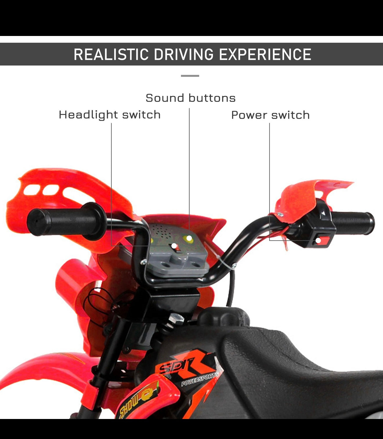 Qaba 6V Kids Motorcycle Dirt Bike Electric Battery-Powered Ride-On Toy Off-road Street Bike with Training Wheels Red