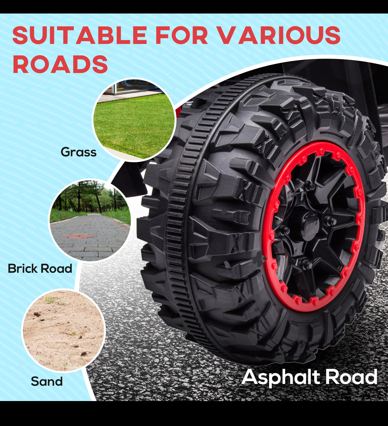 Aosom 12V Kids ATV Quad Car with Forward & Backward Function, Four Wheeler for Kids with Wear-Resistant Wheels, Music, Electric Ride-on ATV for Toddlers Ages 3+ Years Old, Red
