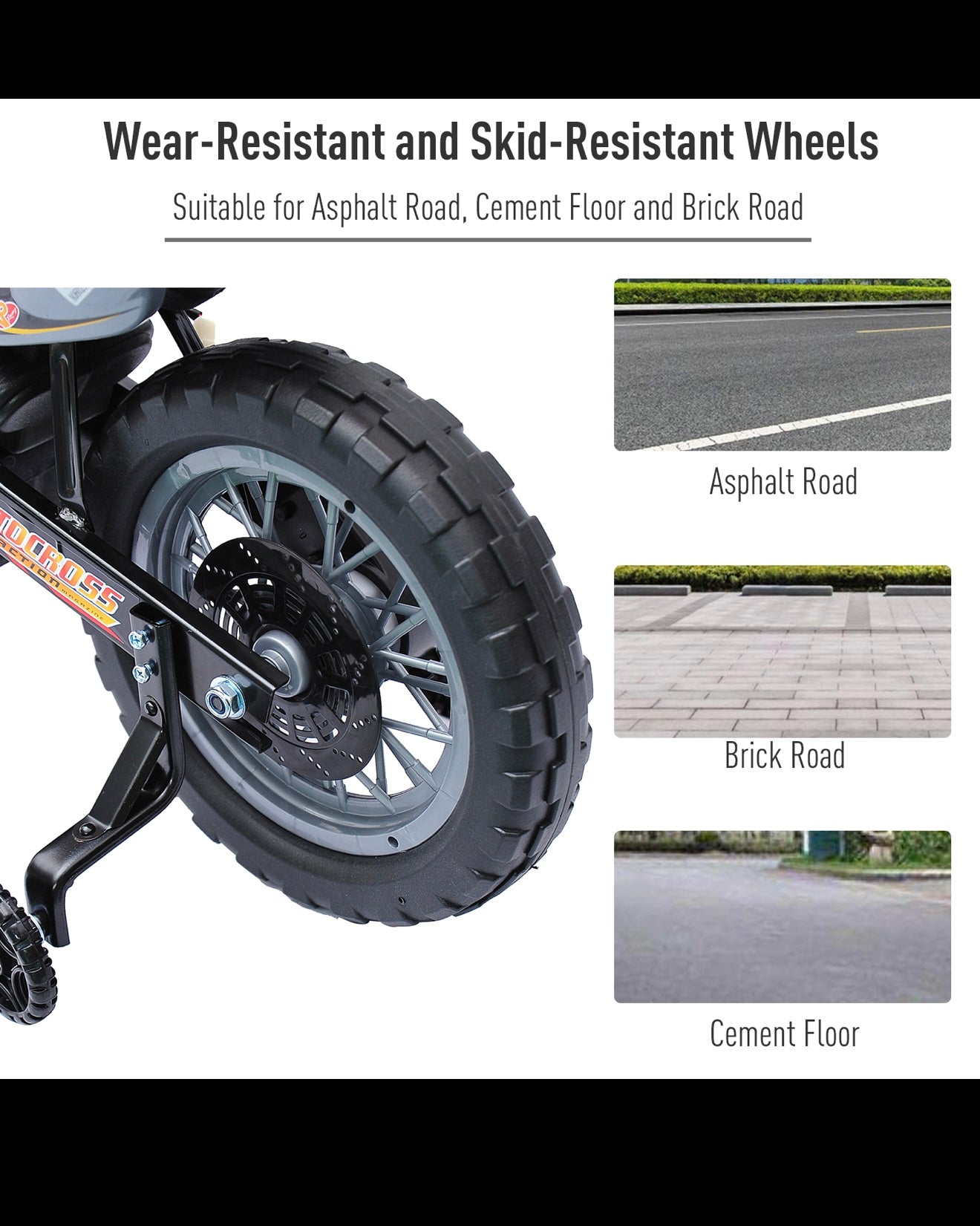 Qaba 6V Kids Motorcycle Dirt Bike Electric Battery-Powered Ride-On Toy Off-road Street Bike with Training Wheels Red